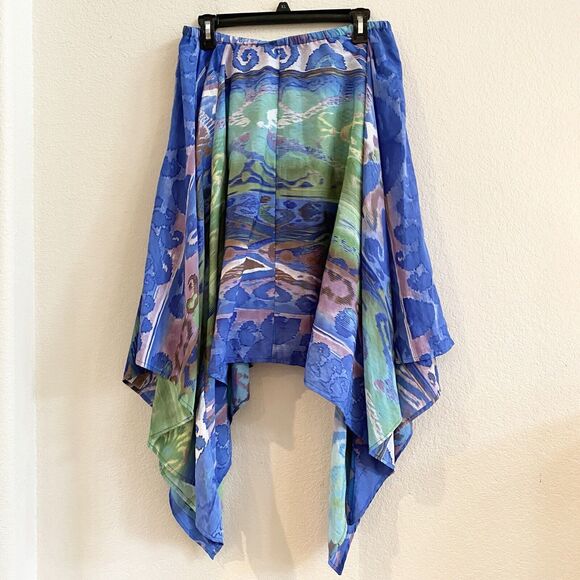 Lucky & Coco Skirt L Asymmetrical Blue Watercolor ‎ Lightweight Skirt Polyester - Picture 11 of 11
